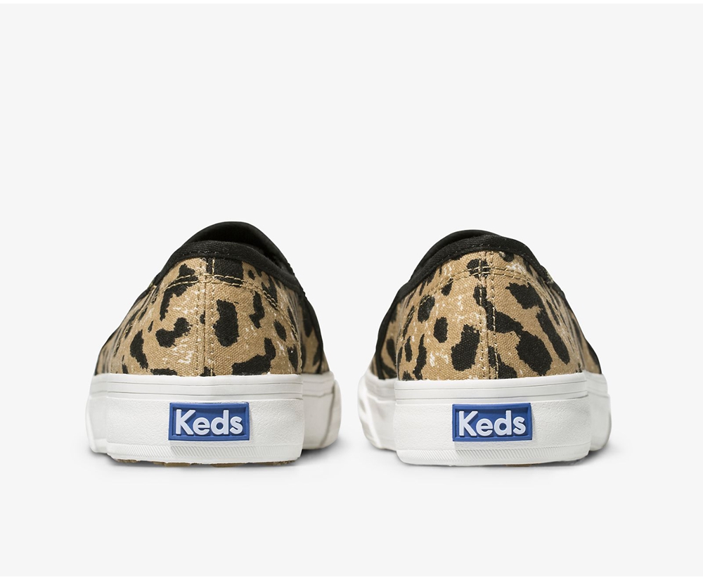 Keds Womens Slip Ons Brown - Double Decker Leopard - 935VEFUWX